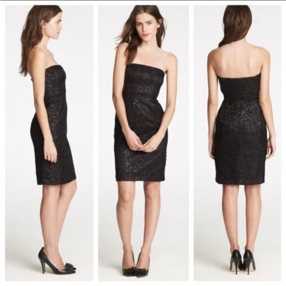 J Crew Strapless Lace Shimmer Mini Cocktail Party Dress